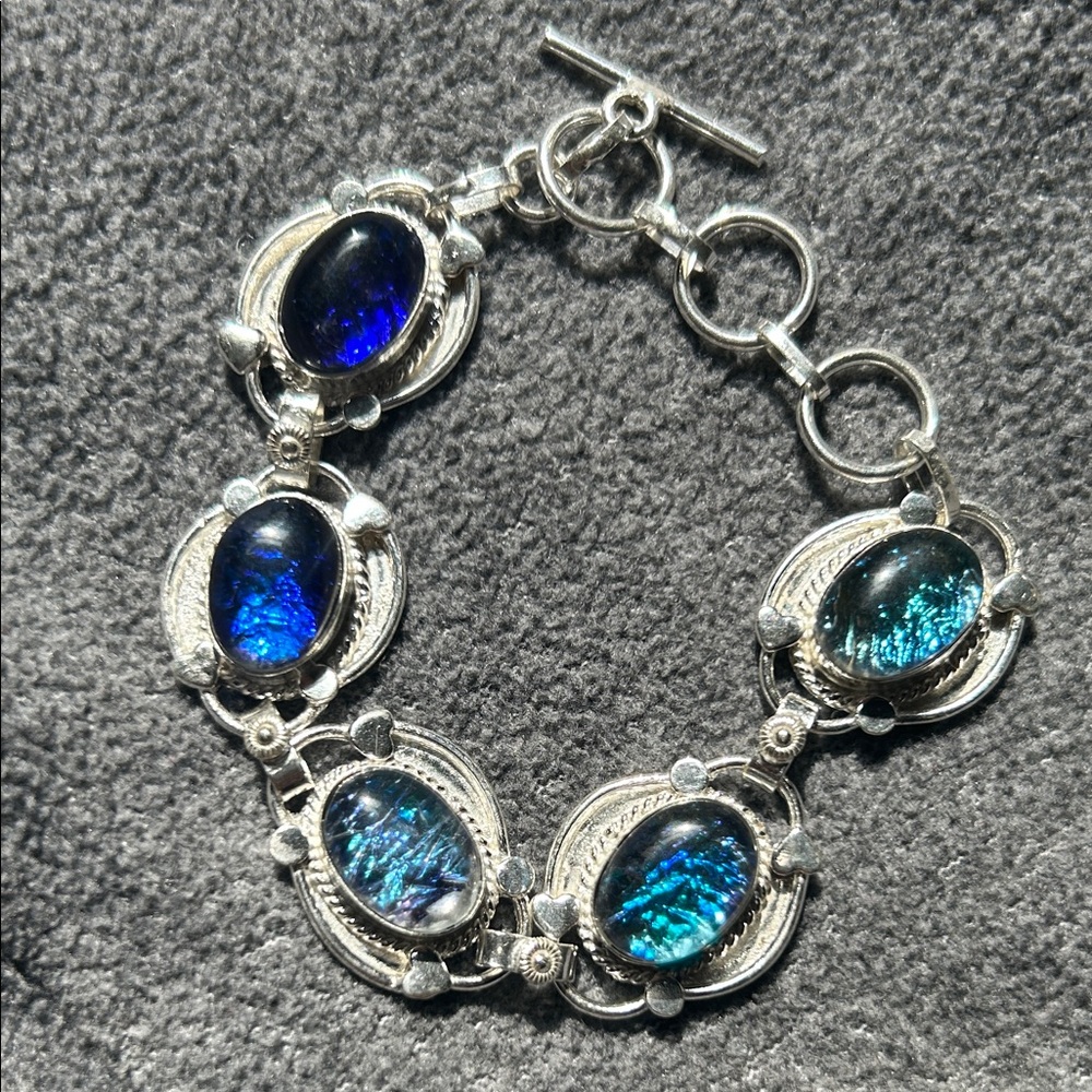 Elegant Silver and Blue Bracelet